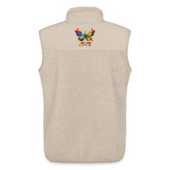 Autisme Papillon Couleur Puzzle Cadeau - Veste sans manches sherpa unisexe Stanley/Stella - beige - Dos - AI Model Male 178 light (178cm)