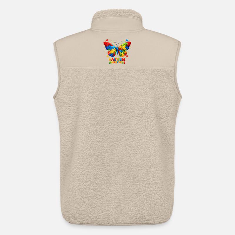 Autismus-Schmetterlings-Farbpuzzle-Geschenk - Unisex Sherpaweste von Stanley/Stella - Beige