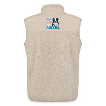 Australian Shepherd - Mein treuer Aussie - Unisex Sherpaweste von Stanley/Stella - Beige - Hinten - AI Model Male 178 light (178cm)