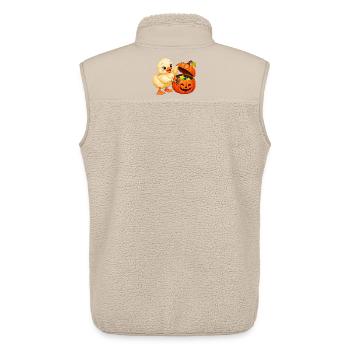Küken im Halloween Kürbis-Schatz - Unisex Sherpaweste von Stanley/Stella - Beige - Hinten - AI Model Male 178 light (178cm)