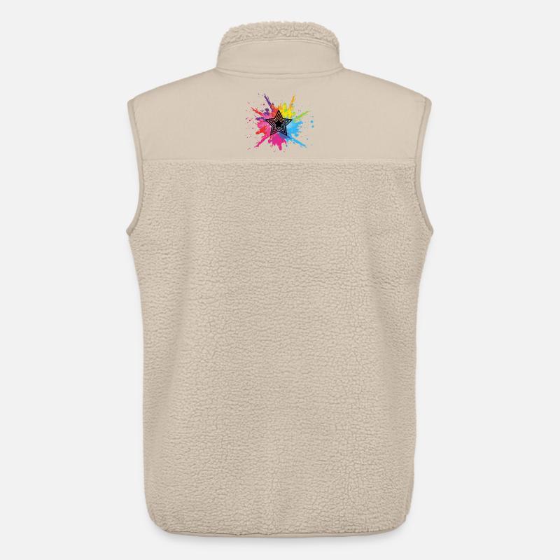 Schwarzer Stern und mehrfarbige Explosion - Unisex Sherpaweste von Stanley/Stella - Beige