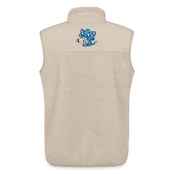 Chaton gourmand - Veste sans manches sherpa unisexe Stanley/Stella - beige - Dos - AI Model Male 178 light (178cm)