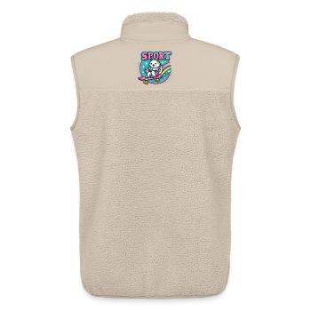 Katzensport: Skateboard-Petdesign Sport Cat  - Unisex Sherpaweste von Stanley/Stella - Beige - Hinten - AI Model Male 178 light (178cm)