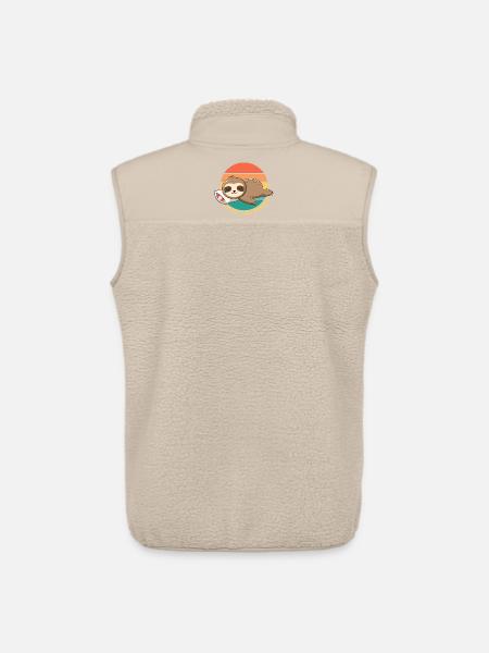 Funny Happy Lazy Sleeping Sloth Livin' the Dream - Unisex Sherpa Gilet by Stanley/Stella - beige