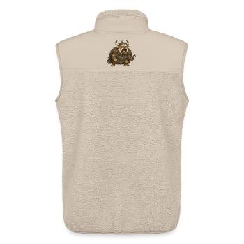 Dessin animé Guerrier bouleddog viking en armure de fourrure - Veste sans manches sherpa unisexe Stanley/Stella - beige - Dos - AI Model Male 178 light (178cm)
