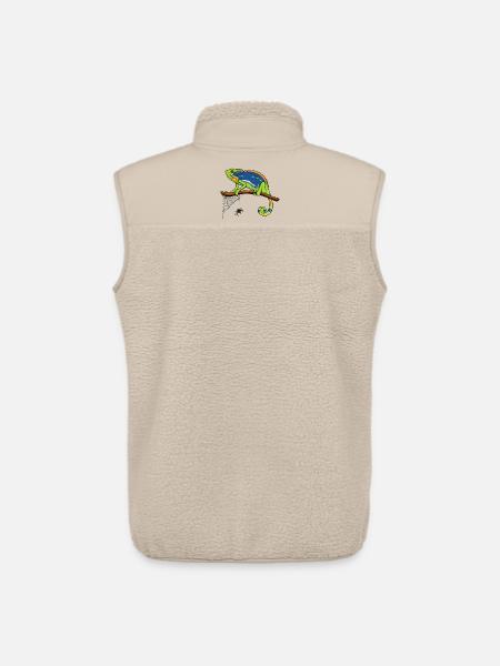 Chameleon On Branch with Spider Web - Unisex Sherpa Gilet by Stanley/Stella - beige