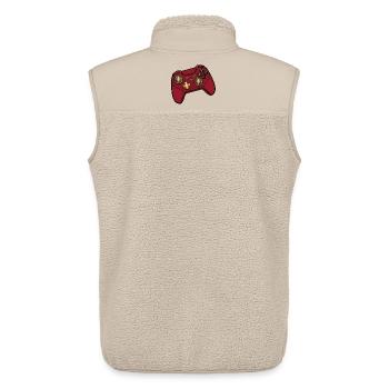 Manette de jeu rouge Rétro Pop - Veste sans manches sherpa unisexe Stanley/Stella - beige - Dos - AI Model Male 178 light (178cm)