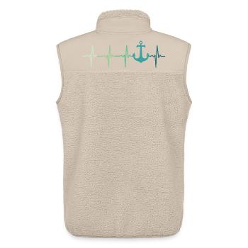 Anchor heartbeat marine captain boat - Unisex Sherpa Gilet by Stanley/Stella - beige - Back - AI Model Male 178 light (178cm)