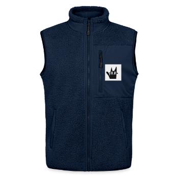Mimi die schwarze Katze - Unisex Sherpaweste von Stanley/Stella - Navy - Vorne - AI Model Female 172 light (172cm) & AI Model Male 178 light (178cm)