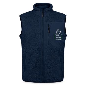 Code Coffee Repeat – Developer IT Design - Unisex Sherpaweste von Stanley/Stella - Navy - Vorne - AI Model Female 172 light (172cm) & AI Model Male 178 light (178cm)