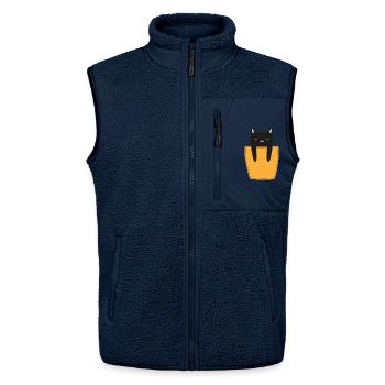 Katze In Der Brusttasche - Unisex Sherpaweste von Stanley/Stella - Navy - Vorne - AI Model Female 172 light (172cm) & AI Model Male 178 light (178cm)