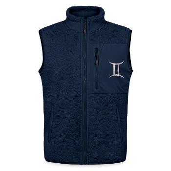 Zwilling Sternzeichen - Unisex Sherpaweste von Stanley/Stella - Navy - Vorne - AI Model Female 172 light (172cm) & AI Model Male 178 light (178cm)