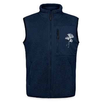 Minimalistisches botanisches Ginkgoblatt-Design - Unisex Sherpaweste von Stanley/Stella - Navy - Vorne - AI Model Female 172 light (172cm) & AI Model Male 178 light (178cm)