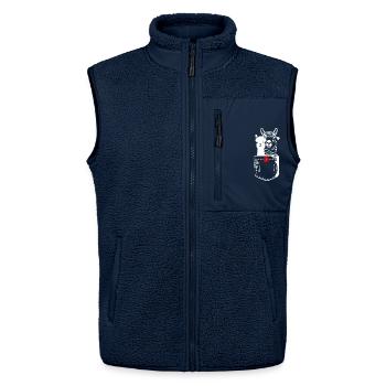 Deux alpagas dans un look de poche - poche poitrine - Veste sans manches sherpa unisexe Stanley/Stella - marine - Devant - AI Model Female 172 light (172cm) & AI Model Male 178 light (178cm)