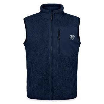 Herz + Nähen – Nähliebhaber - Unisex Sherpaweste von Stanley/Stella - Navy - Vorne - AI Model Female 172 light (172cm) & AI Model Male 178 light (178cm)