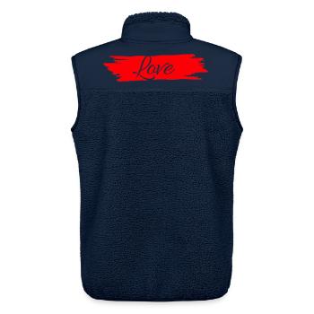 Liebe mit rotem Farbstreifen # - Unisex Sherpaweste von Stanley/Stella - Navy - Hinten - AI Model Male 178 light (178cm)