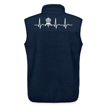 EKG Kurve - Herzkurve - Puls - Grillen - Unisex Sherpaweste von Stanley/Stella - Navy - Hinten - AI Model Male 178 light (178cm)