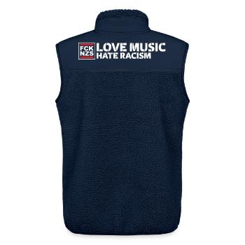 Love Music Hate Racism - Unisex Sherpaweste von Stanley/Stella - Navy - Hinten - AI Model Male 178 light (178cm)