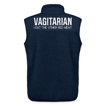 vegetarisch esse ich das andere rote Fleisch - Unisex Sherpaweste von Stanley/Stella - Navy - Hinten - AI Model Male 178 light (178cm)
