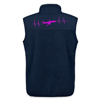 Herzschlag Kardiogramm Ferien Flugzeug  - Unisex Sherpaweste von Stanley/Stella - Navy - Hinten - AI Model Male 178 light (178cm)
