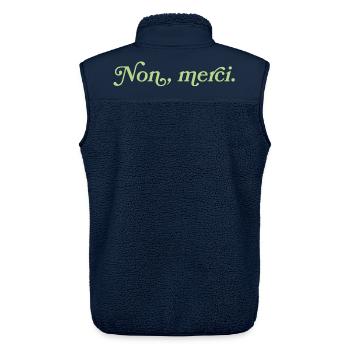 Non, merci – Charmante Abfuhr - Unisex Sherpaweste von Stanley/Stella - Navy - Hinten - AI Model Male 178 light (178cm)