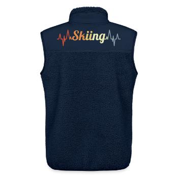 Vintage Skisport Herzklopfen - Unisex Sherpaweste von Stanley/Stella - Navy - Hinten - AI Model Male 178 light (178cm)