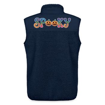 Spooky Halloween Schriftzug mit Kürbis - Unisex Sherpaweste von Stanley/Stella - Navy - Hinten - AI Model Male 178 light (178cm)