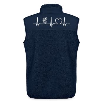 Fish Angler - Fishing, Heart Curve, Pulse, ECG - Unisex Sherpa Gilet by Stanley/Stella - navy - Back - AI Model Male 178 light (178cm)
