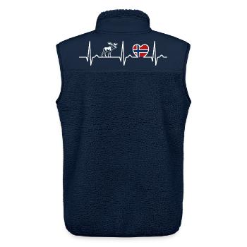 Herzkurve Norwegen EKG, Puls, Elch, Geschenk - Unisex Sherpaweste von Stanley/Stella - Navy - Hinten - AI Model Male 178 light (178cm)