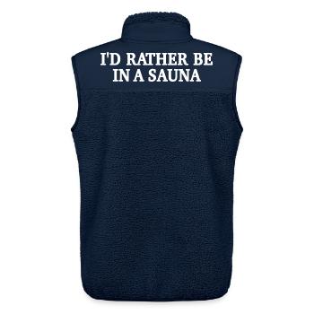 Lieber In Der Sauna - Saunieren Spruch - Unisex Sherpaweste von Stanley/Stella - Navy - Hinten - AI Model Male 178 light (178cm)