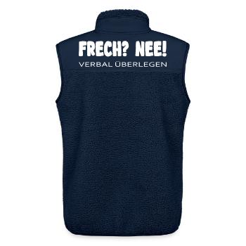 Naughty & Verbally Superior – Saying Shirt - Unisex Sherpa Gilet by Stanley/Stella - navy - Back - AI Model Male 178 light (178cm)