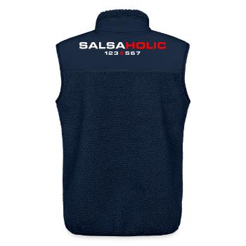 SALSAHOLIC 123-567 – Tanzoutfit für Salsasüchtige - Unisex Sherpaweste von Stanley/Stella - Navy - Hinten - AI Model Male 178 light (178cm)