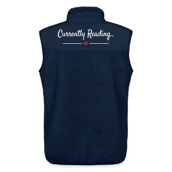Currently Reading Bücherwurm Spruch - Unisex Sherpaweste von Stanley/Stella - Navy - Hinten - AI Model Male 178 light (178cm)