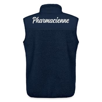 Pharmacienne Santé Médicaments Officine Préparatio - Veste sans manches sherpa unisexe Stanley/Stella - marine - Dos - AI Model Male 178 light (178cm)
