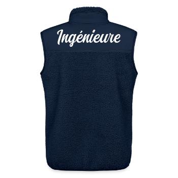 Ingénieure - Veste sans manches sherpa unisexe Stanley/Stella - marine - Dos - AI Model Male 178 light (178cm)