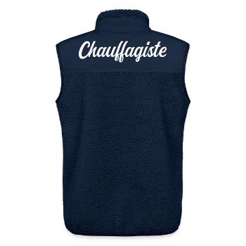 Chauffagiste  - Veste sans manches sherpa unisexe Stanley/Stella - marine - Dos - AI Model Male 178 light (178cm)