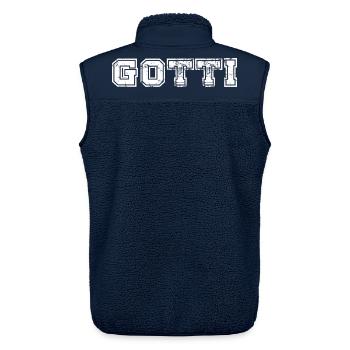 Gotti Distressed College Schriftzug - Unisex Sherpaweste von Stanley/Stella - Navy - Hinten - AI Model Male 178 light (178cm)