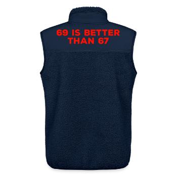 69 Is Better Than 67 - lustige erwachsenen Sprüche - Unisex Sherpaweste von Stanley/Stella - Navy - Hinten - AI Model Male 178 light (178cm)
