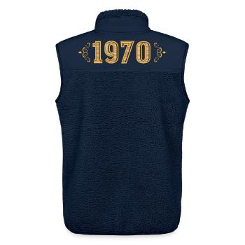 Legende seit 1970, Retro 1970er Jahre - Unisex Sherpaweste von Stanley/Stella - Navy - Hinten - AI Model Male 178 light (178cm)