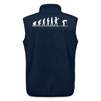 Karneval Evolution – Vom Affen zum Narren - Unisex Sherpaweste von Stanley/Stella - Navy - Hinten - AI Model Male 178 light (178cm)