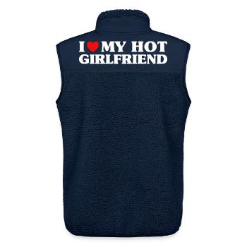 I Love My Hot Girlfriend Humor Valentine's Day - Unisex Sherpa Gilet by Stanley/Stella - navy - Back - AI Model Male 178 light (178cm)