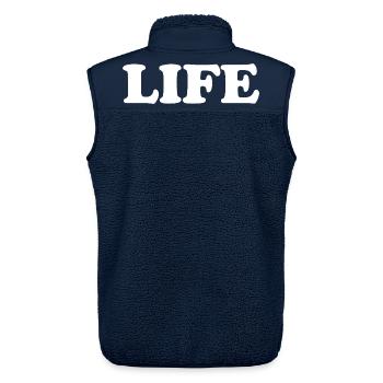 That says Life The Word Life - Unisex Sherpaweste von Stanley/Stella - Navy - Hinten - AI Model Male 178 light (178cm)