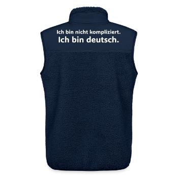 Je ne suis pas le cas du Deutsch Spruch - Veste sans manches sherpa unisexe Stanley/Stella - marine - Dos - AI Model Male 178 light (178cm)