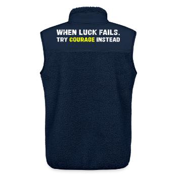 Courage Over Luck Typographie - Veste sans manches sherpa unisexe Stanley/Stella - marine - Dos - AI Model Male 178 light (178cm)
