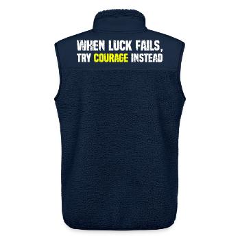 Courage Over Luck Typographie - Veste sans manches sherpa unisexe Stanley/Stella - marine - Dos - AI Model Male 178 light (178cm)