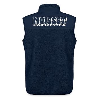 Feuchter tropfender Text - Unisex Sherpaweste von Stanley/Stella - Navy - Hinten - AI Model Male 178 light (178cm)