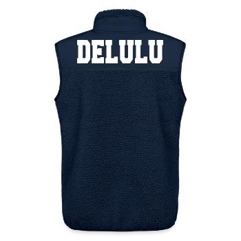 delulu - Unisex Sherpaweste von Stanley/Stella - Navy - Hinten - AI Model Male 178 light (178cm)