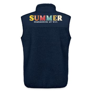 Lustiges Sommerferienzitat: Erinnerung an mein Warum - Unisex Sherpaweste von Stanley/Stella - Navy - Hinten - AI Model Male 178 light (178cm)