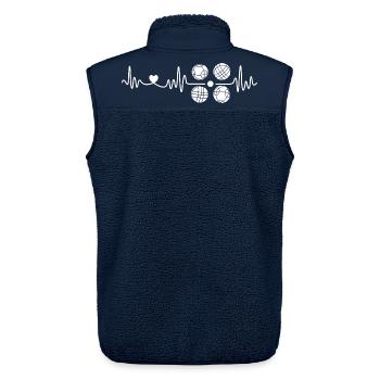 Boules de boccia et pétanque de bocce battement de cœur - Veste sans manches sherpa unisexe Stanley/Stella - marine - Dos - AI Model Male 178 light (178cm)