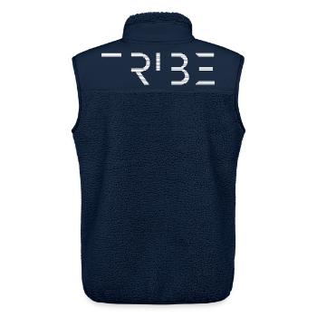 Tekno Tribe Free Party – Untergrund-Rave-Outfit - Unisex Sherpaweste von Stanley/Stella - Navy - Hinten - AI Model Male 178 light (178cm)